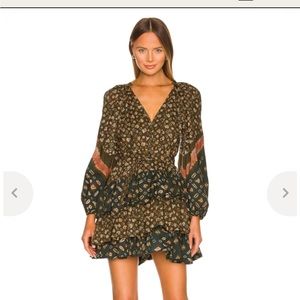 ULLA JOHNSON MIRANDA PRINTED RUFFLE POPLIN MINI DRESS